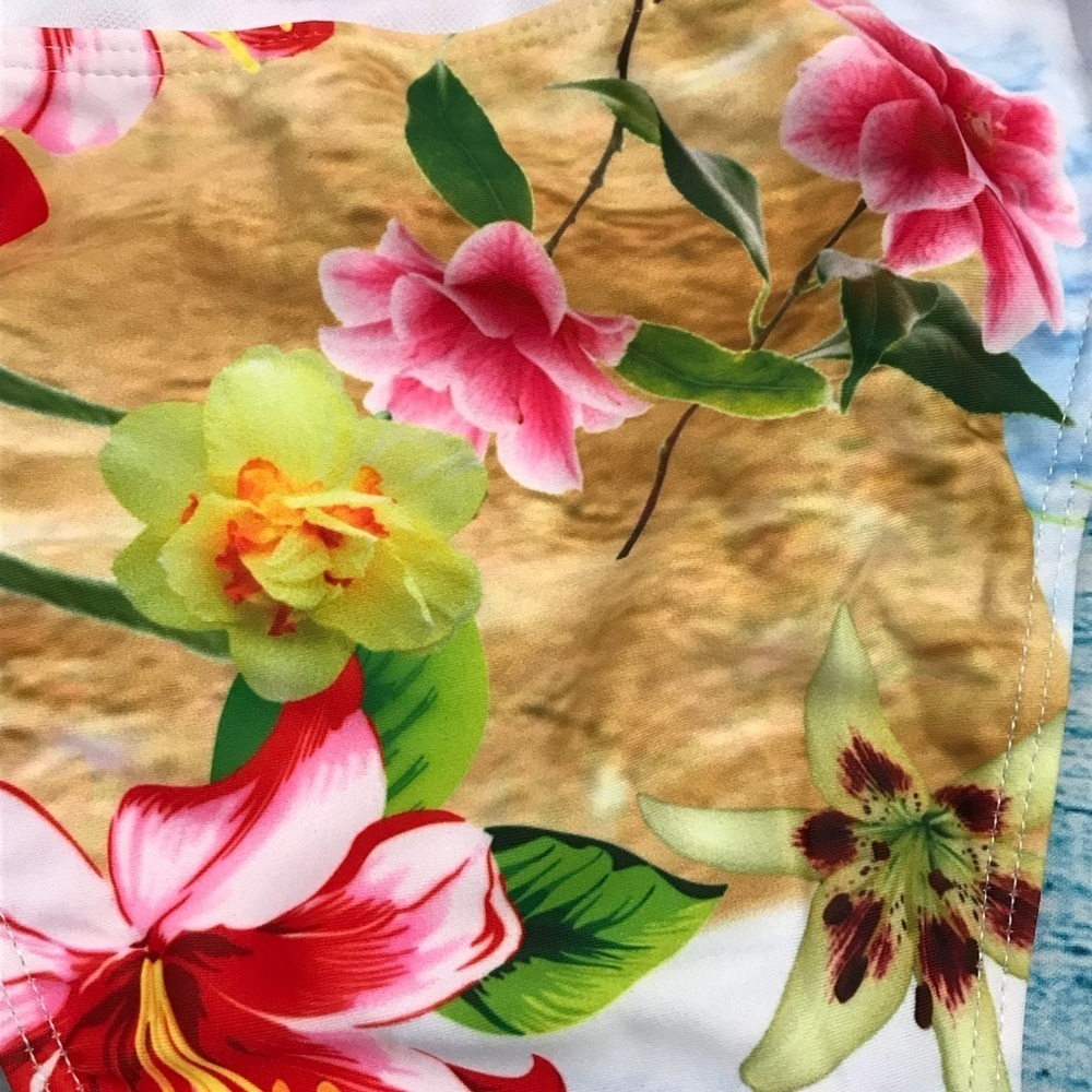 Floral neck tie strappy bikini swimsuit - Picture 8 of 8